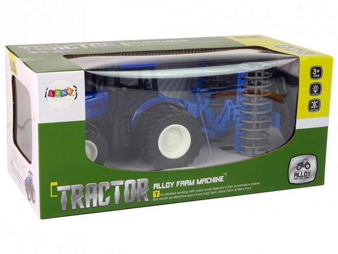 Fjernstyret traktor 1:24 Blå Skive Aggregat Metal