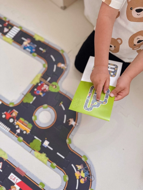Woopie Green bypuzzle til børn - Racerbane