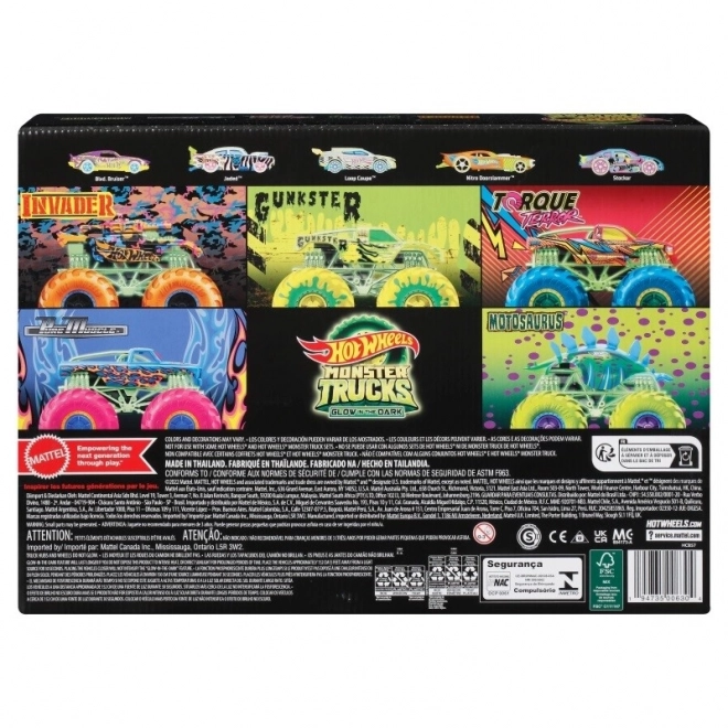 Hot Wheels monster lastbiler der lyser i mørket 10 stk