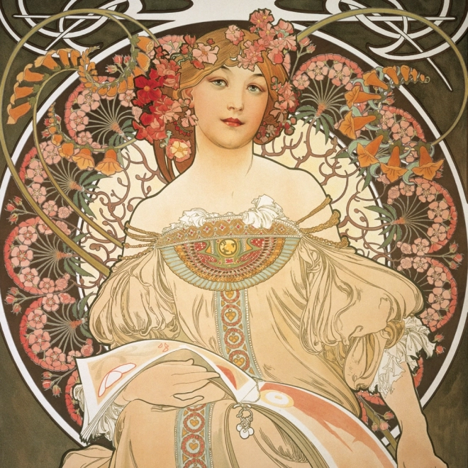 Notekalender Alfons Mucha 2025, 30 × 30 cm