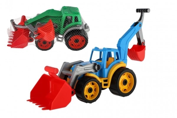 Traktor med skovl og gravemaskine