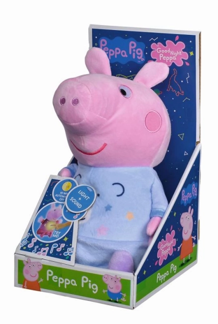 Peppa Pig 2-i-1 plys-sovekammerat spil + lys, blå, 25 cm