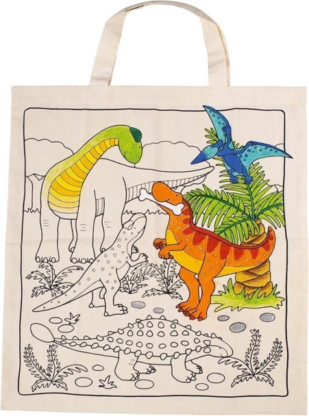 Bomuldstaske til farvelægning – dinosaurer