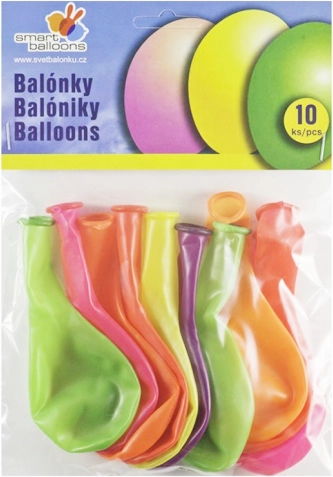 Neonlysende oppustelige balloner 26 cm - 10 stk.