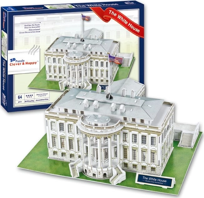 Clever&Happy 3D puslespil Hvide hus Washington 64 brikker