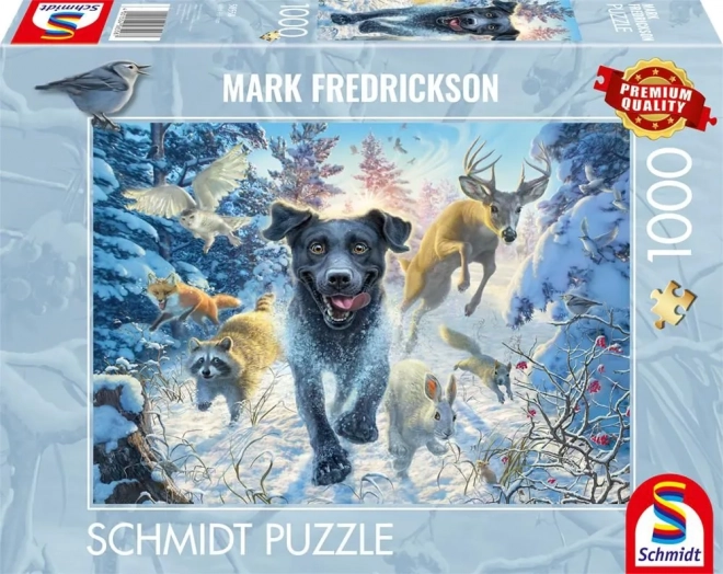Puslespil Labrador i sneen 1000 brikker