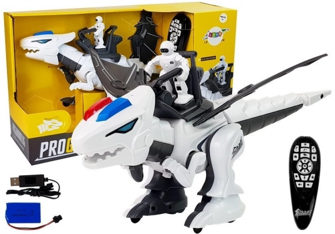 Interaktiv hvid robotisk tyrannosaurus