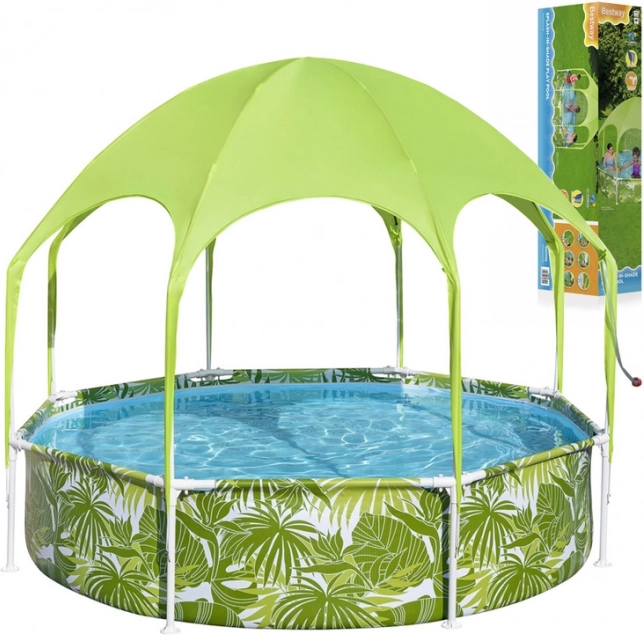 Bestway havebassin med ramme 244 × 51 cm med overdækning SPLASH-IN-SHADE
