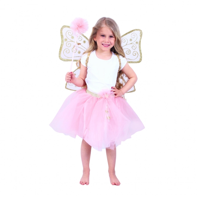 Børnefe-kostume med pink tutu og vinger