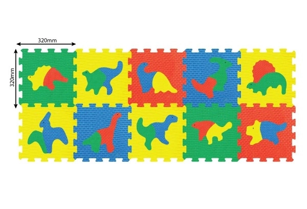 Farverige skumpuslespil med dinosaur - 10 dele