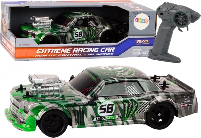 RC bil 1:16 med 2,4G, gummihjul til drift – grøn