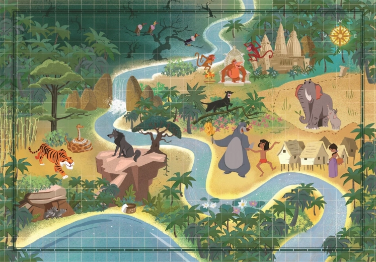 Puslespil Clementoni Story Maps: Junglebogen (1000 brikker)