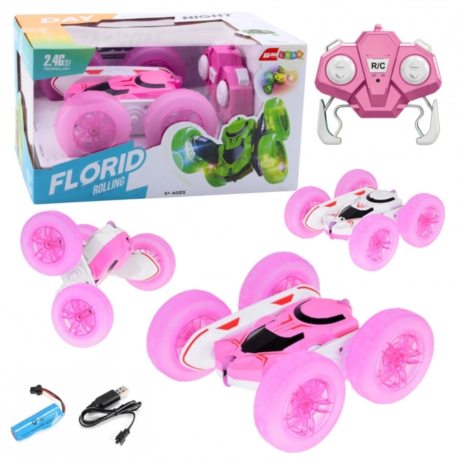 Pink stuntbil med fjernbetjening 360°