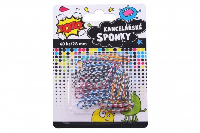 Stribede papirklips 28 mm - 40 stk