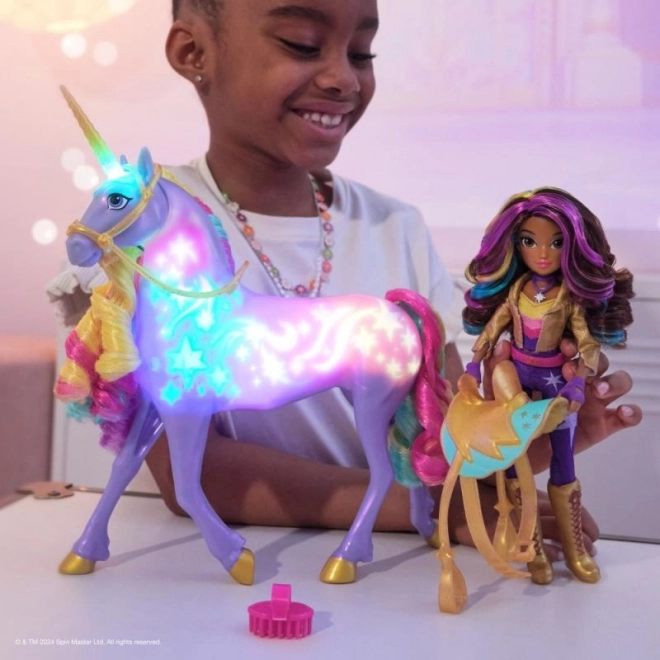 UNICORN AKADEMIET LYSENDE ENHJØRNING WILDSTAR MED DUKKEN SOPHIA 24cm
