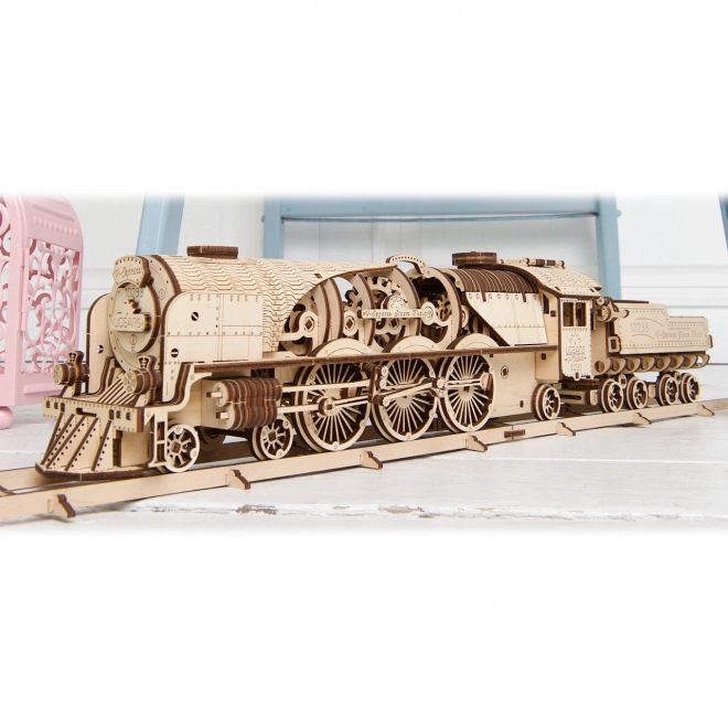 Ugears 3D puslespil - Lokomotiv V-express med vogn 538 dele
