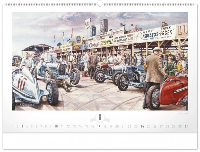 NOTIQUE Vægkalender Oldtimers – Václav Zapadlík 2025, 64 x 42 cm
