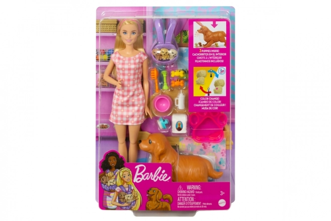 Mattel dukke Barbie og nyfødte hvalpe