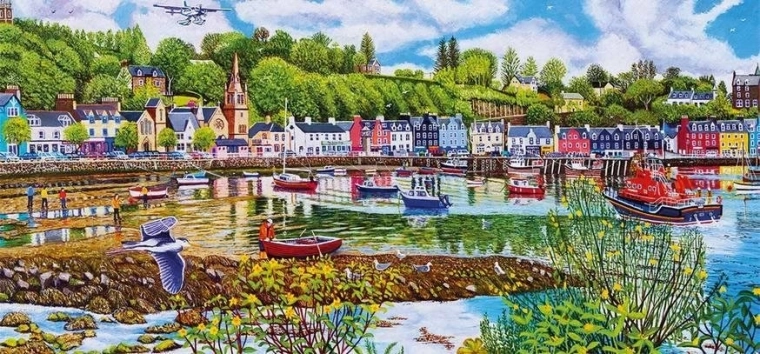 Panoramapuslespil Ebbe og flod i TOBERMORY 636 brikker GIBSONS