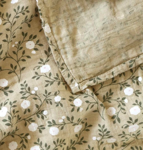 Musselinklæde XL blossom – Dark sage