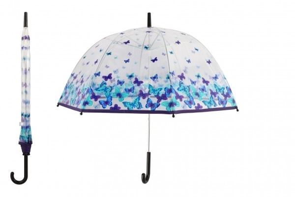 Gennemsigtig paraply med sommerfugle plast/metal 80 cm i pose