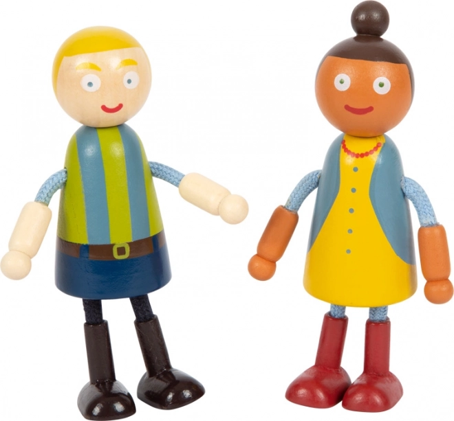 Små Fod Træfigurer Familie med kørestol