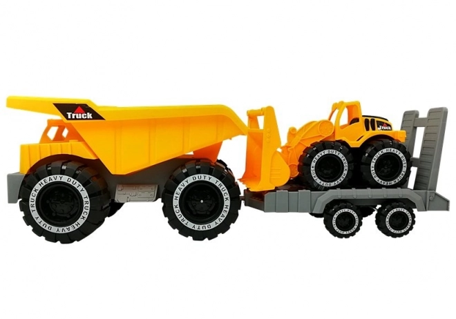 Stor lastbil legetøj med anhænger og bulldozer 49 cm