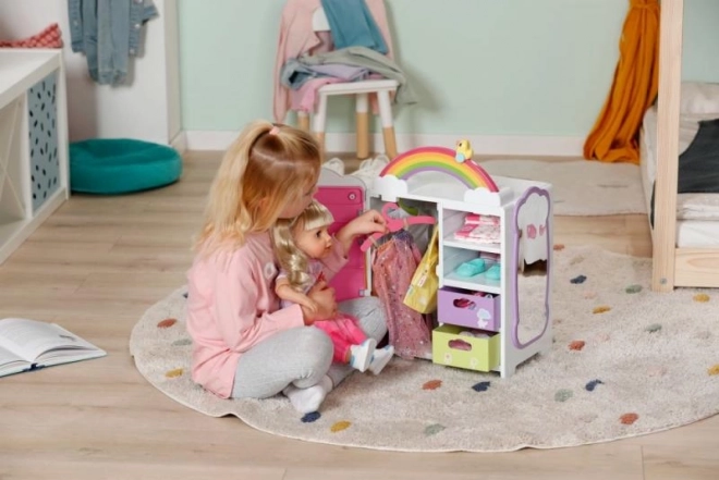 Regnbuegarderobeskab til BABY born-dukker