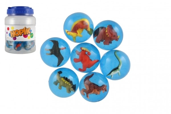 Bold/hoppebold med dinosaur 4cm mix af slags 32stk i dåse