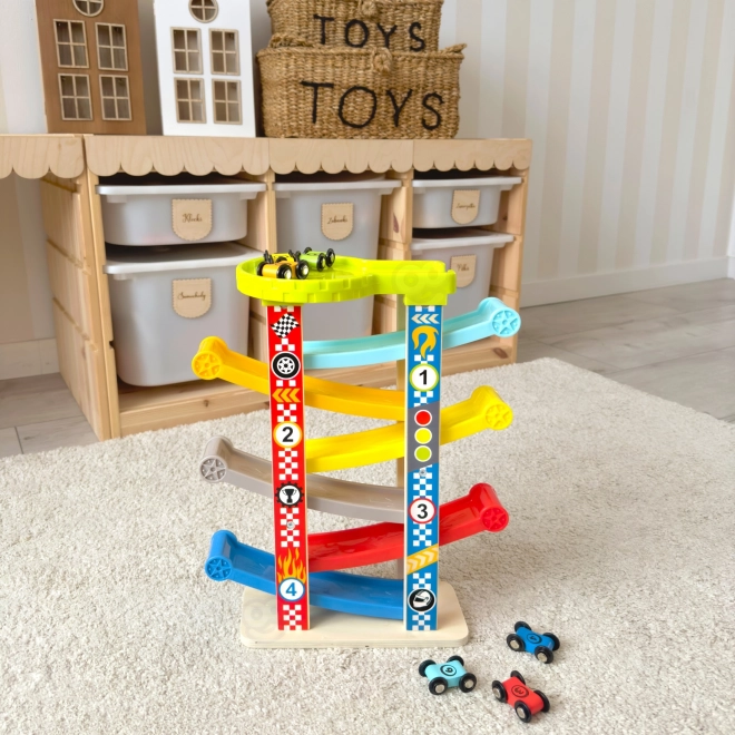 Tooky Toy Farverig bilrutschebane