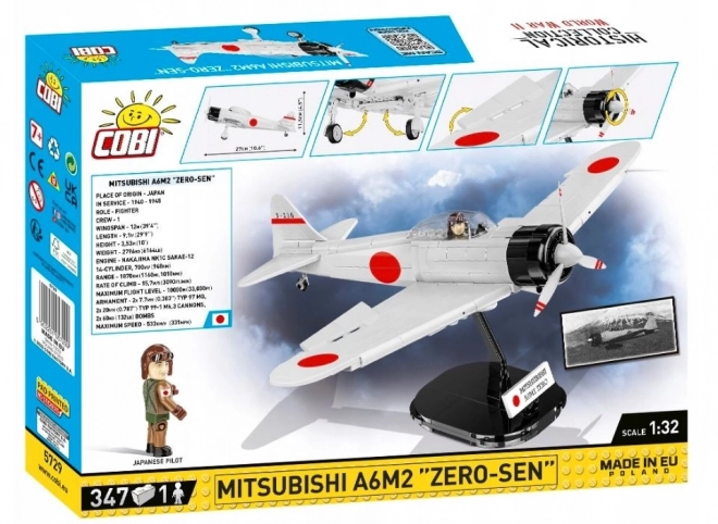 COBI 5729 II WW Mitsubishi A6M2 ZERO-SEN, 1:32, 347 klodser, 1 figur