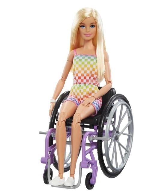Barbie Model på kørestol i ternet jumpsuit HJT13