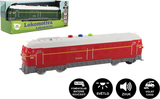 Plastlokomotiv 23 cm med lys og lyd, batteridrevet