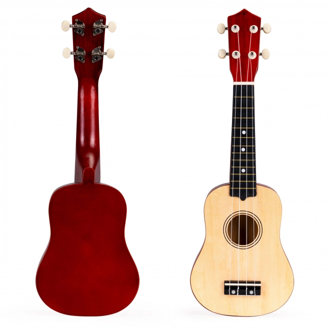 Børne træukulele med 4 nylonstrenge, brune ECOTOYS