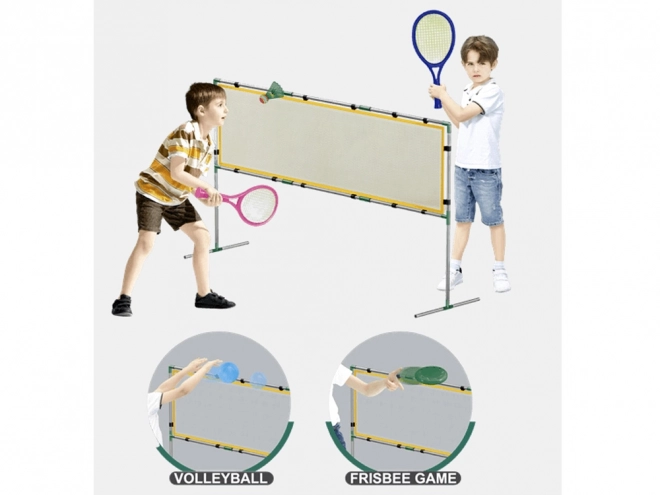 Sportssæt 3i1: Volleyballnet, badmintonsæt, frisbee