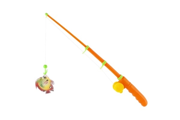 Fiskespil/fisker magnetisk plast 5stk+stang plast 39cm 2 farver på kort