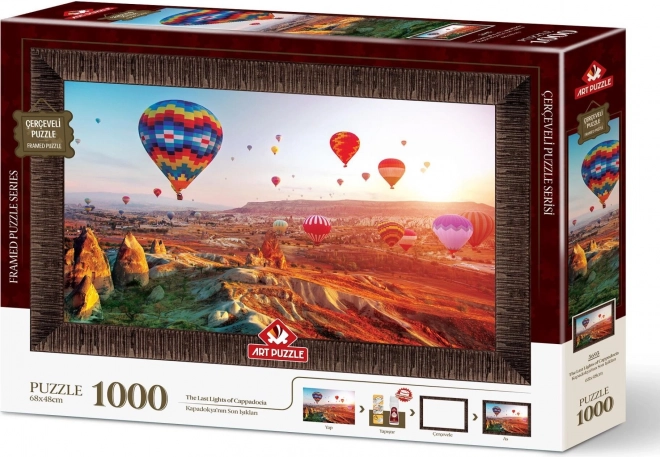 ART PUZZLE Puslespil med ramme og lim 3i1 1000 brikker – Balloner over Kappadokien