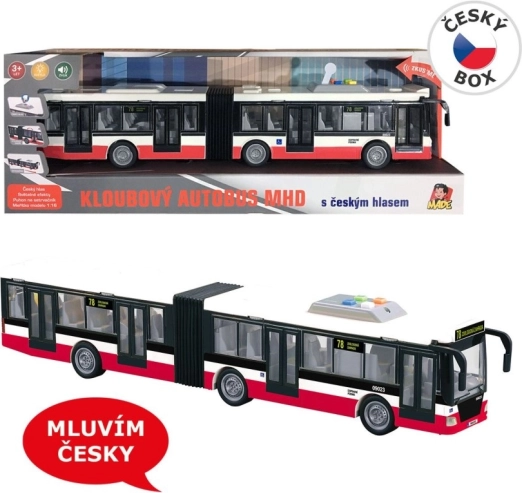Fjedretrukket bus 44 cm, taler tjekkisk og annoncerer stoppesteder
