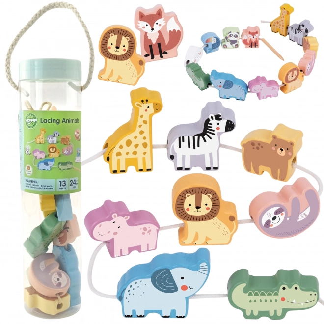 WOOPIE GREEN træ navlesæt ZOO Montessori 13 dele