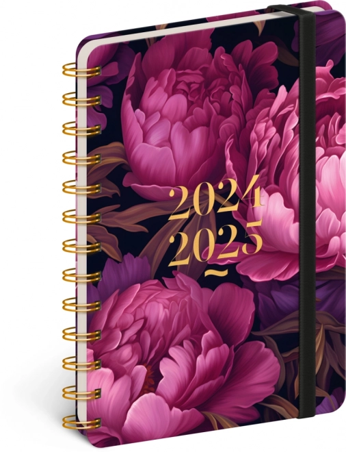 Spiralkalender 18-m5aneder Petito 
 Fiolette blomster 2024/2025, 13 
 18 cm