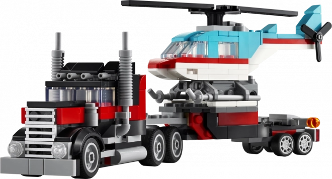 Lego Creator Trækker med Fladbede og Helikopter