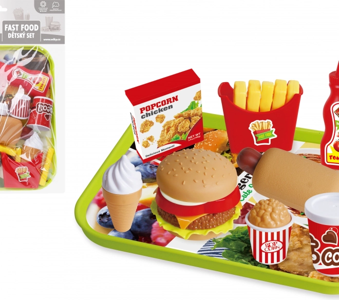 Legetøjssæt Fast Food med bakke til børn