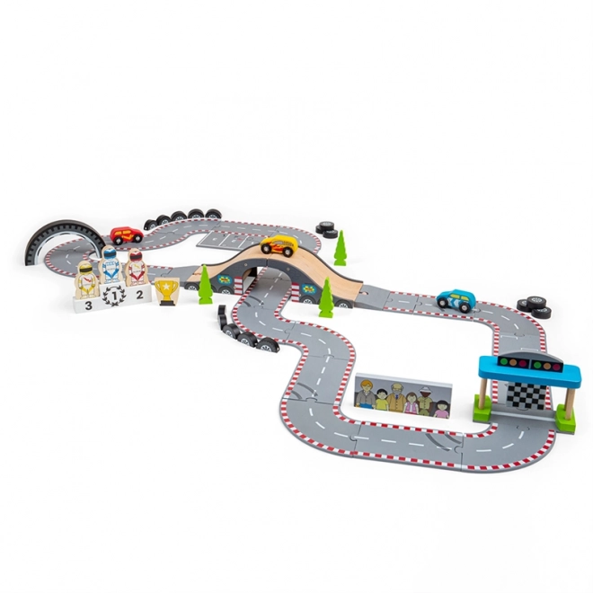Bigjigs Rail Træ Racerdag Autodræs