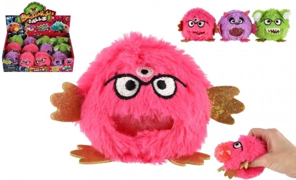Plys antistress-monster 8 cm – krammelegetøj i boks