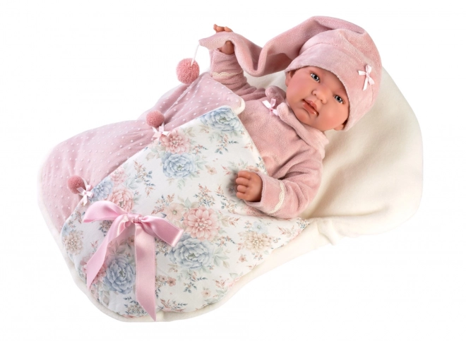 Llorens 84450 NYFØDT - realistisk dukke baby med lyde og blødt stoflegeme - 44 cm