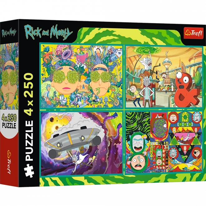 Puslespil 4x250 Vriklet verden af Rick og Morty fra Trefl