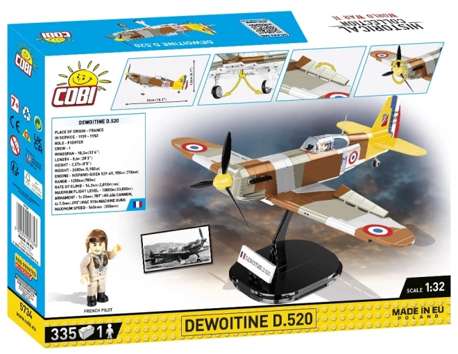 COBI 5734 II Verdenskrig Dewoitine D.520, 1:32, 335 kl, 1 f