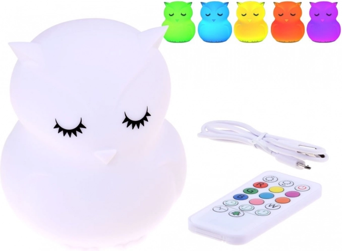 Silikone natlampe ugle med fjernbetjening RGB