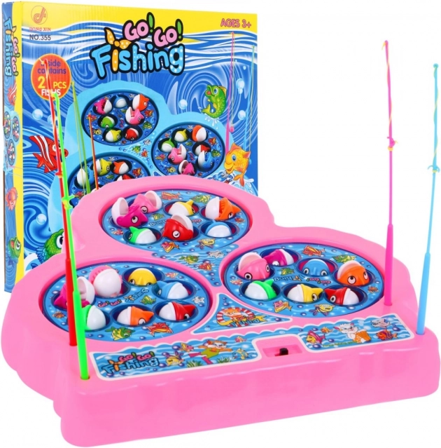 Børnespil fiskefangst med roterende damme 3+ – Rosa