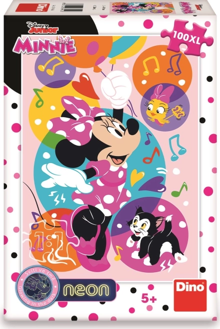 Lysende Neon-puslespil Minnie og Balloner 100 XL brikker